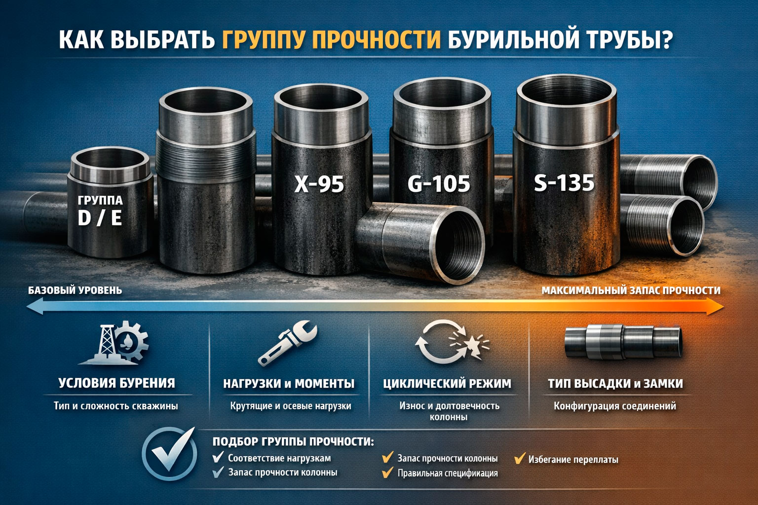 Подбор группы прочности бурильной трубы под реальные нагрузки